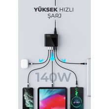 Havit 140W Gan Teknoloji 5-Portlu Pd 3.1 Göstergeli Ultra Hızlı Şarj Cihazı (Macbook, Iphone Uyumlu)