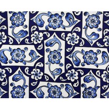 Mavi Beyaz Lotus Desenli İznik Çini Tabak