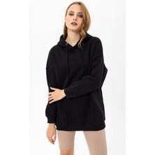 Şimal Kadın Kapüşonlu Kanguru Cep Detaylı Üç Iplik Sweatshirt