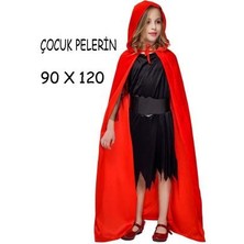 Peanelife Parti Cadılar Bayramı Halloween Kapişonlu Kırmızı Pelerin 90 cm