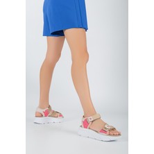 Sandal Spor Kadın Günlük Faylon Dolgu Taban Cırtlı Spor Günlük Sandalet SS001-0148 Bej