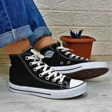 Fiyra 555 Siyah-Beyaz Uzun Sneaker Keten Spor Ayakkabı