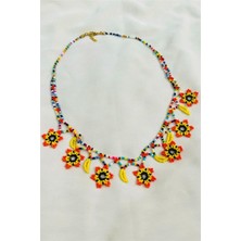 Petek Aksesuar Boncuk Oya El Yapımı Çiçek Etnik Kolye