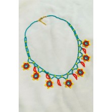 Petek Aksesuar Boncuk Oya El Yapımı Çiçek Etnik Kolye