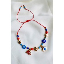 Petek Aksesuar Kadınlar İçin Yıldız ve Nazar Göz Tasarımlı Ayarlanabilir Halhal 10 gr