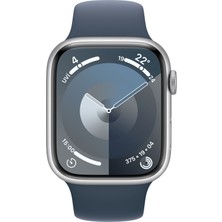 Apple Watch Seri 9 Gps 45MM Gümüş Rengi Alüminyum Kasa Spor Kordon - S/m MR9D3TU/A