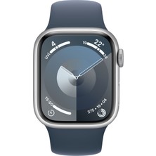 Apple Watch Seri 9 Gps + Cellular 41MM Gümüş Rengi Alüminyum Kasa Spor Kordon - S/m MRHV3TU/A