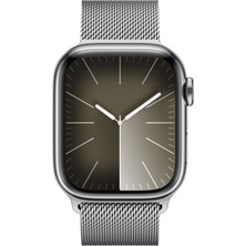 Apple Watch Seri 9 Gps + Cellular 41MM Gümüş Rengi Paslanmaz Çelik Kasa Milanese Loop MRJ43TU/A