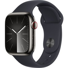 Apple Watch Seri 9 Gps + Cellular 41MM Graphite Paslanmaz Çelik Kasa ve Gece Yarısı Spor Kordon - M/l MRJ93TU/A