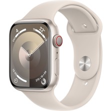 Apple Watch Seri 9 Gps + Cellular 45MM Yıldız Işığı Alüminyum Kasa Spor Kordon - M/l MRM93TU/A