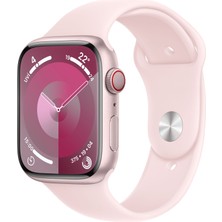 Apple Watch Seri 9 Gps + Cellular 45MM Pembe Alüminyum Kasa Spor Kordon - S/m MRMK3TU/A