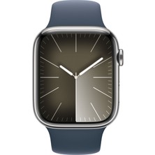 Apple Watch Seri 9 Gps + Cellular 45MM Gümüş Rengi Paslanmaz Çelik Kasa Spor Kordon - S/m MRMN3TU/A