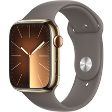 Apple Watch Seri 9 Gps + Cellular 45MM Altın Rengi Paslanmaz Çelik Kasa Clay Spor Kordon - S/m MRMR3TU/A