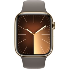 Apple Watch Serie 9 Gps + Cellular 45MM Altın Rengi Paslanmaz Çelik Kasa Clay Spor Kordon - M/l MRMT3TU/A