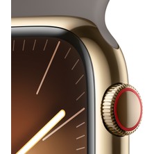 Apple Watch Serie 9 Gps + Cellular 45MM Altın Rengi Paslanmaz Çelik Kasa Clay Spor Kordon - M/l MRMT3TU/A