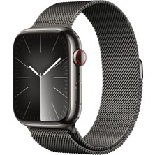 Apple Watch Seri 9 Gps + Cellular 45MM Graphite Paslanmaz Çelik Kasa Graphite Milanese Loop MRMX3TU/A