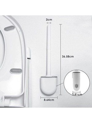 Breeze Tuvalet Fırçası, (2 Parça) Silikon Tuvalet Fırçası, Tuvalet Fırçası Ve Yumuşak Kıllı, Kaymaz Saplı Tutucular - Hızlı Temizlenir Ve Kurur (Beyaz 2) (Yurt Dışından)