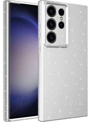 Samsung Galaxy S23 Ultra Kılıf Kamera Korumalı Simli Renkli Parlak Silikon Kapak (Koton)