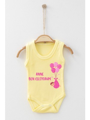 Ada Bebek Çocuk Adabebek  Pamuk Organik Anne Ben Geliyorum Askılı Badi Bebek Zıbın