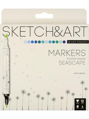 Bruno Visconti "sketch & Art" Çift Taraflı Marker Kalem 12 Renk-Deniz