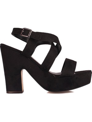 Fitbas 111096 008 Kadın Siyah Süet Büyük & Küçük Numara Platform Ayakkabı