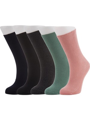 Moyra Socks Pamuklu 5'li Fitilli Lastiksiz Kadın Çorabı