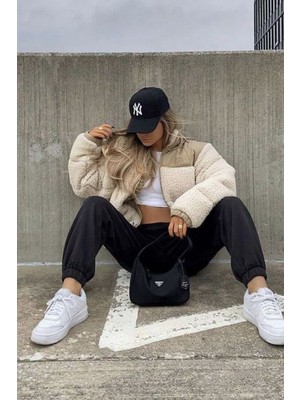 Elif İç Giyim Unisex Ny Nakışlı Siyah Beyaz Kep Şapka