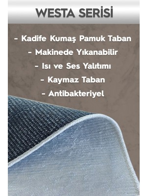 Mubo Kaymaz Tabanlı Makinada Yıkanabilir Dekoratif Salon Halısı Mutfak Halısı Yolluk