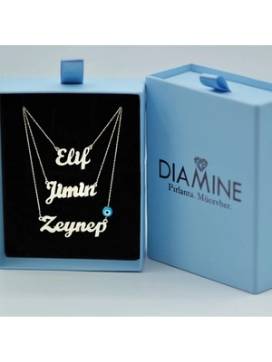 Diamine 14 Ayar Altın Isim Kolye