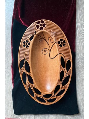 Akkus Wood Ahşap Dekoratif Tabak Oval Tabak Meyve Tabağı