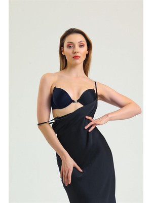 Siyah Önden Klipsli Sırtı Ve Askısı Şeffaf Süngerli Push Uplı Sütyen C2T0N3O0