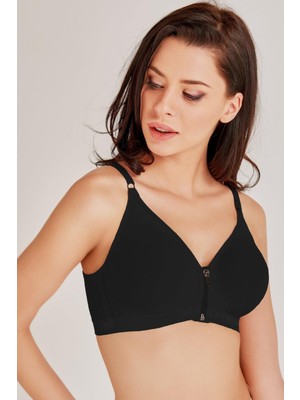 Penye Protez Önden Fermuarlı Siyah Toparlayıcı Sütyen C6T7N2O7