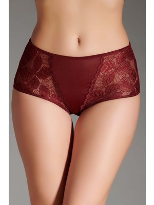 Cotonhause Kadın Yüksek Bel Bordo Dantelli Külot 363020
