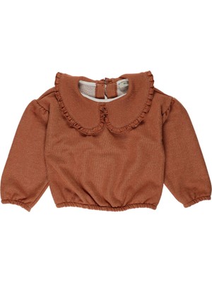 Panço Kız Çocuk Bebe Yaka Fırfır Detaylı Sweatshirt