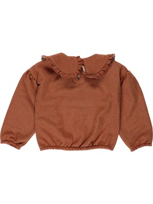 Panço Kız Çocuk Bebe Yaka Fırfır Detaylı Sweatshirt