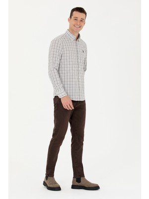 U.S. Polo Assn. Erkek Lacivert Desenli Gömlek 50279453-VR033