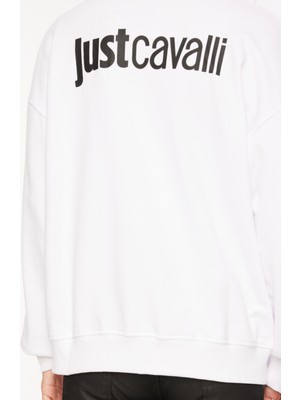 Just Cavalli Kapüşon Yaka Beyaz Erkek Sweatshırt 74OBIF03CF200G03