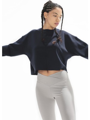 Comm-Ci Poe Bisiklet Yaka Örme Crop Sweatshirt 1067