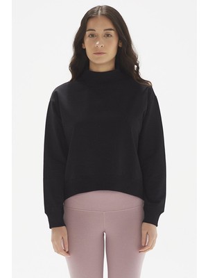 Pamuklu Crop Sweatshirt, Dik Yaka  - Rosetta