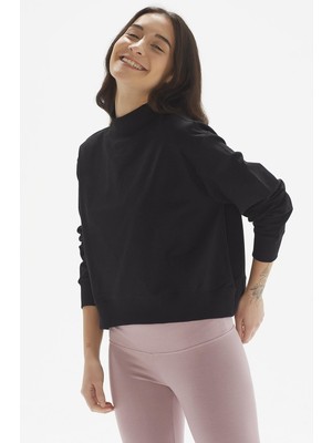 Pamuklu Crop Sweatshirt, Dik Yaka  - Rosetta