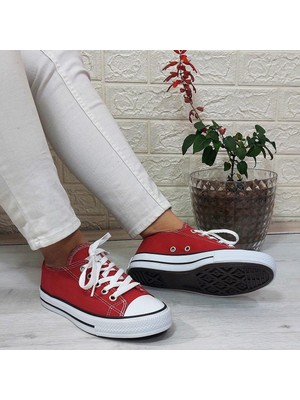 Fiyra 554 Kırmızı Kısa Sneaker Keten Spor Ayakkabı