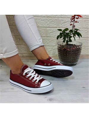 Fiyra 554 Bordo Kısa Sneaker Keten Spor Ayakkabı