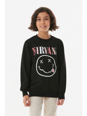 FullaModa Nirvana Baskılı Kız Çocuk Sweatshirt