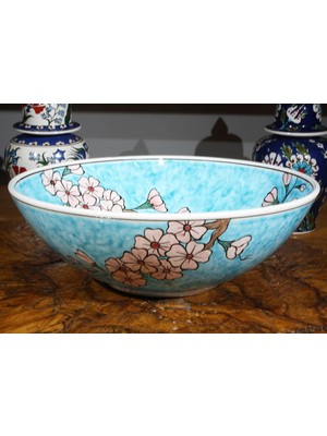 Çiçek Motifli 30cm İznik Kase