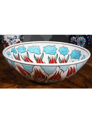 Lale Motifli 30cm İznik Kase
