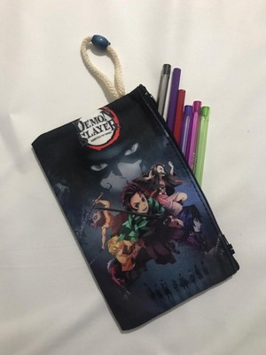 Owl Bag Demon Slayer Desenli Tasarım Bez Kalemlik - Cüzdan