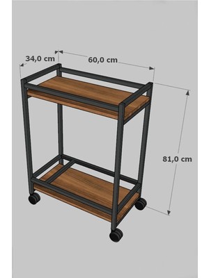 Aliis Life Servis Sunum Arabası Ev Tipi Iki Katlı Şişe Bölmeli Servant Bar Cart