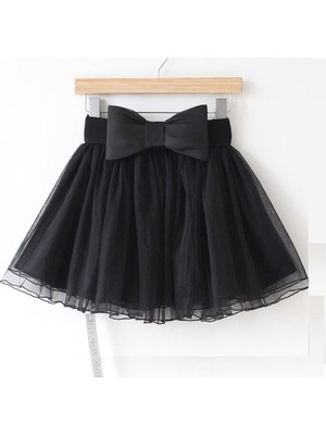 NSM Life Kız Çocuk Siyah Fiyonk Detaylı Astarlı Etek