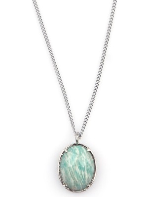 Alibaba Doğaltaş Amazonit Doğal Taş Gümüş Renkli Kolye