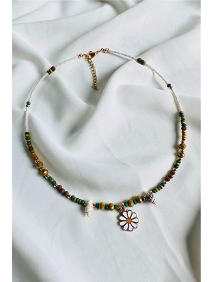 Petek Aksesuar Papatya Bambu Deniz Kabuğu Kolye